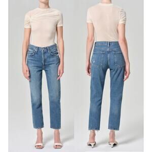 Agolde Riley Jeans Women's Size 31 Frequency Riley High Rise Straight Crop Jeans